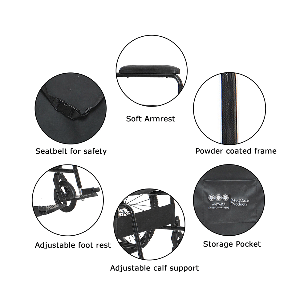 Antara Wheel Easy Wheelchair Black - Image 2