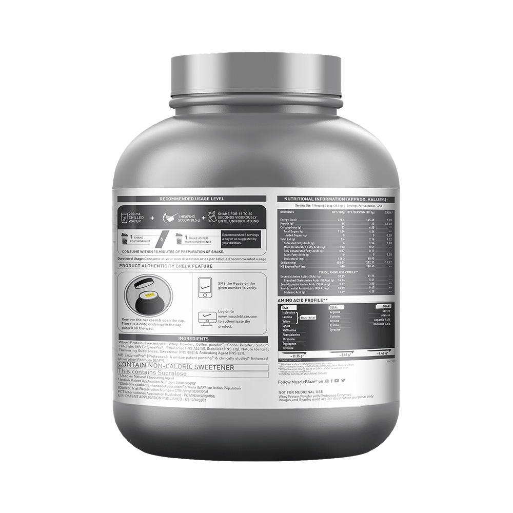 MuscleBlaze MuscleBlaze Biozyme Performance Whey Protein | For Muscle Gain | Improves Protein Absorption | Nutrition Care Powder Blue Tokai Coffee - Image 2