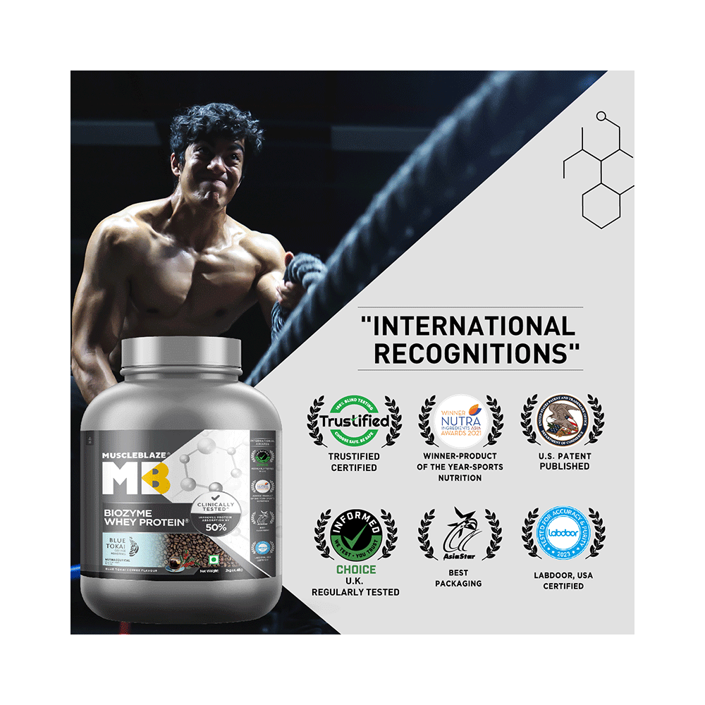 MuscleBlaze MuscleBlaze Biozyme Performance Whey Protein | For Muscle Gain | Improves Protein Absorption | Nutrition Care Powder Blue Tokai Coffee - Image 4