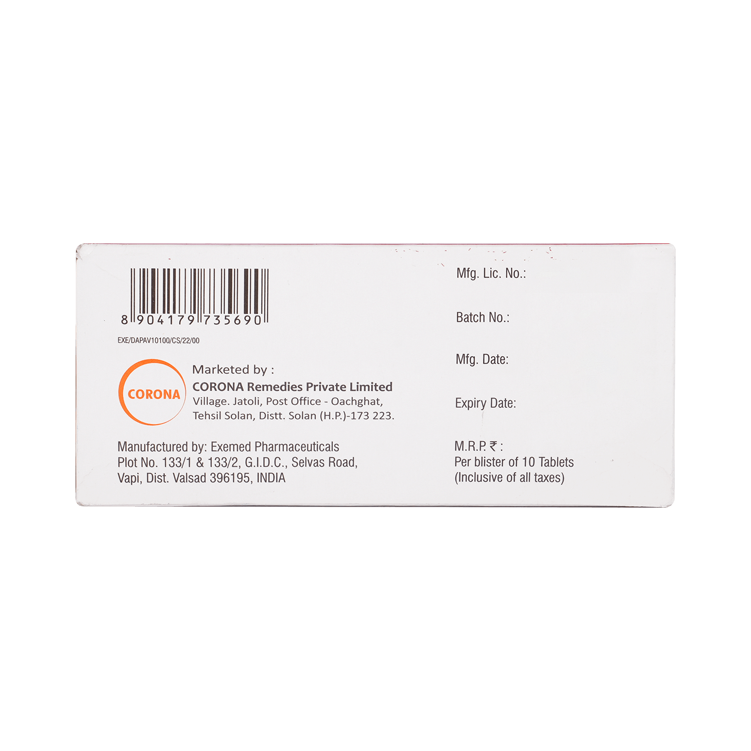 Dapabite VD 10mg/100mg Tablet SR - Image 4