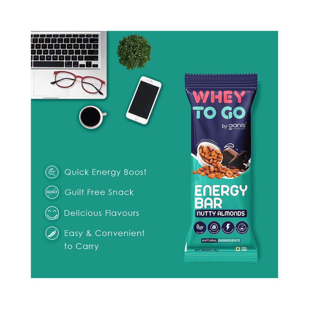 Whey To Go Energy Bar (35gm Each) Nutty Almonds - Image 6