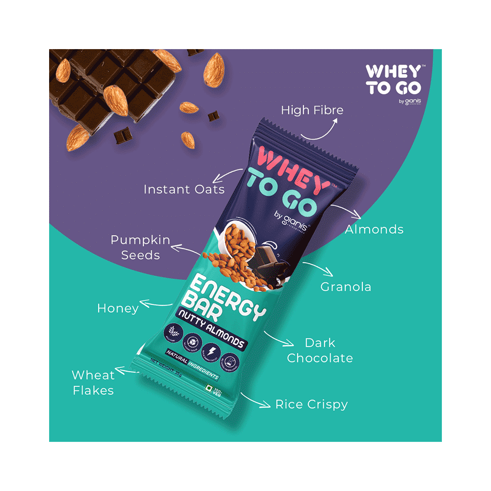 Whey To Go Energy Bar (35gm Each) Nutty Almonds - Image 4
