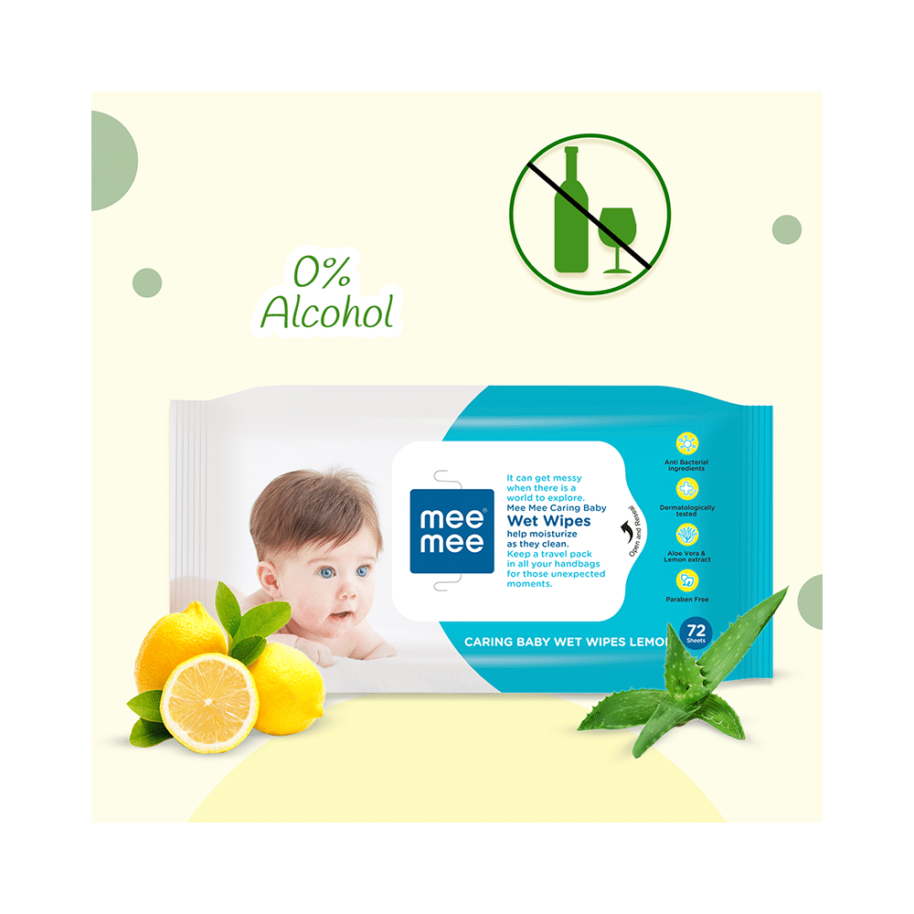 Mee Mee Caring Baby Wet Wipes with Aloe Vera & Lemon Extract (72 Each) - Image 3