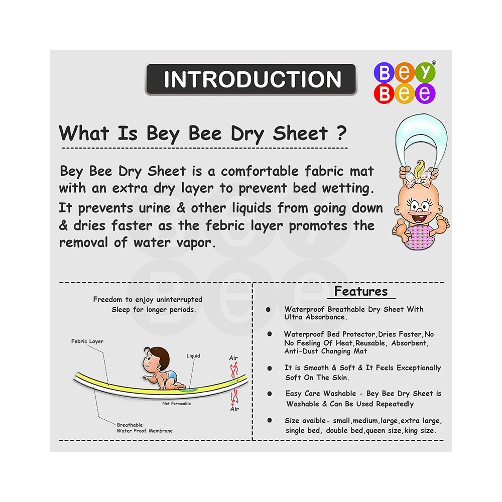 Bey Bee Waterproof Baby Bed Protector Dry Sheet for Toddlers (100cm X 70cm) Medium Peach - Image 6