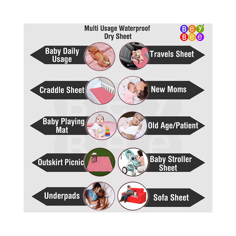 Bey Bee Waterproof Baby Bed Protector Dry Sheet for Toddlers (100cm X 70cm) Medium Peach - Image 4