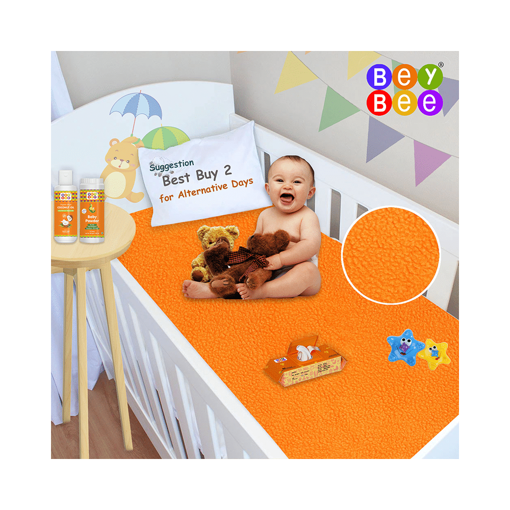 Bey Bee Waterproof Baby Bed Protector Dry Sheet for Toddlers (100cm X 70cm) Medium Peach - Image 2