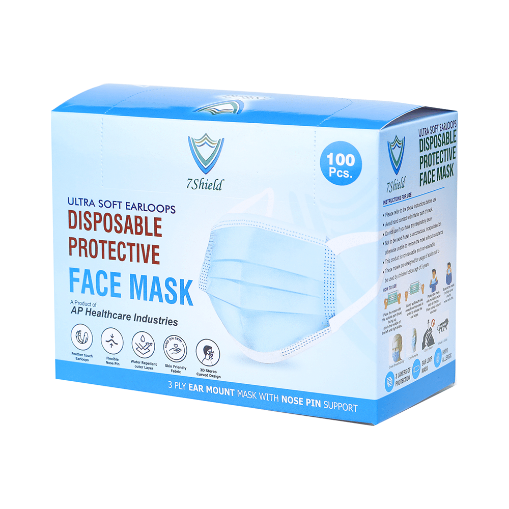 7 Shield 3 Ply Disposable Protective Face Mask for Kids Black Dot Print - Image 1