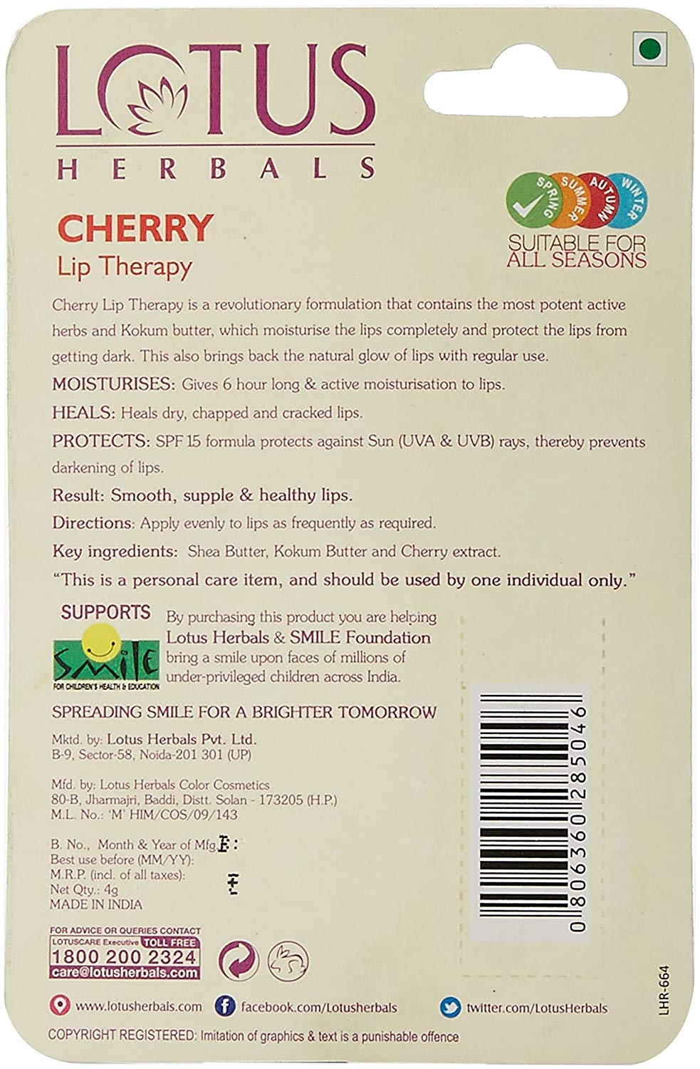 Lotus Herbals Lip Therapy Cherry - Image 2