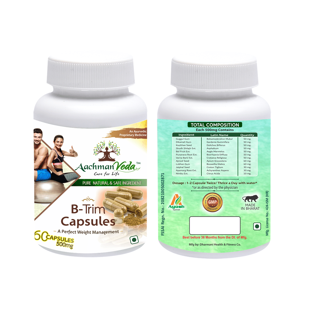 Aachman Veda A Perfect Weight Management B-Trim 500mg Capsule (60 Each) - Image 3