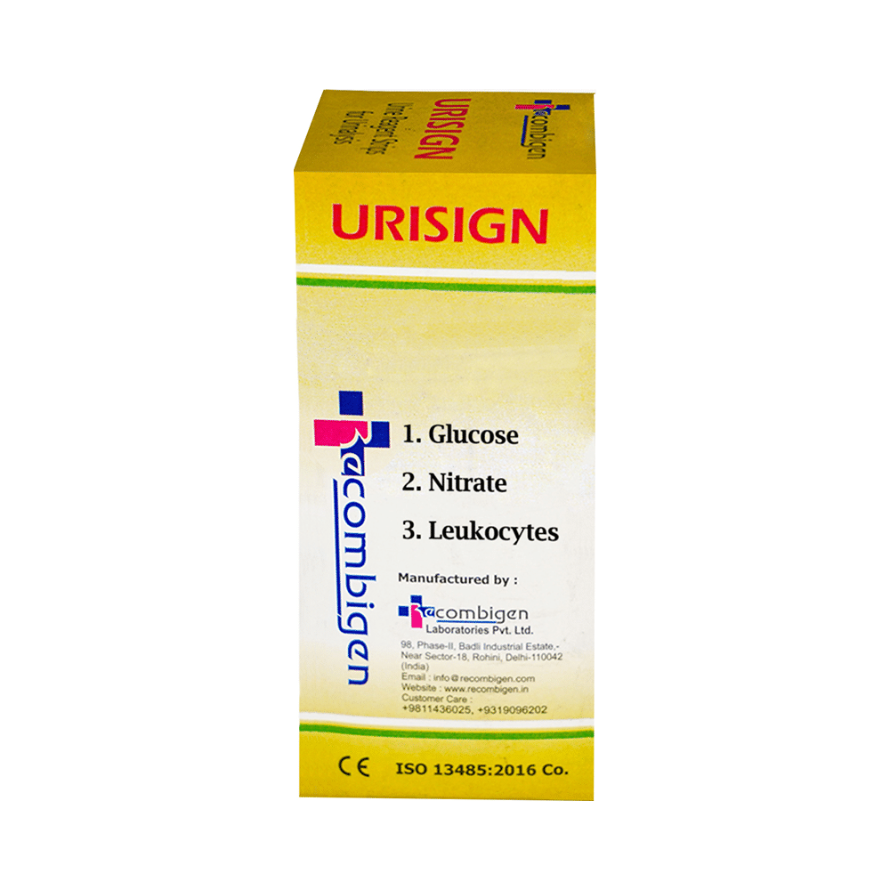 Recombigen Urisign 3 Parameter Reagent Strips for Leukocytes, Nitrite and Glucose Analysis - Image 1