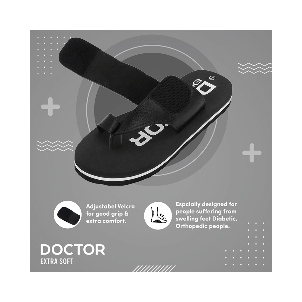 Doctor Extra Soft D26 Care Orthopaedic Diabetic Dr Stylish House Flip-Flop and Thump Ring Slip for Men Black 5 - Image 11