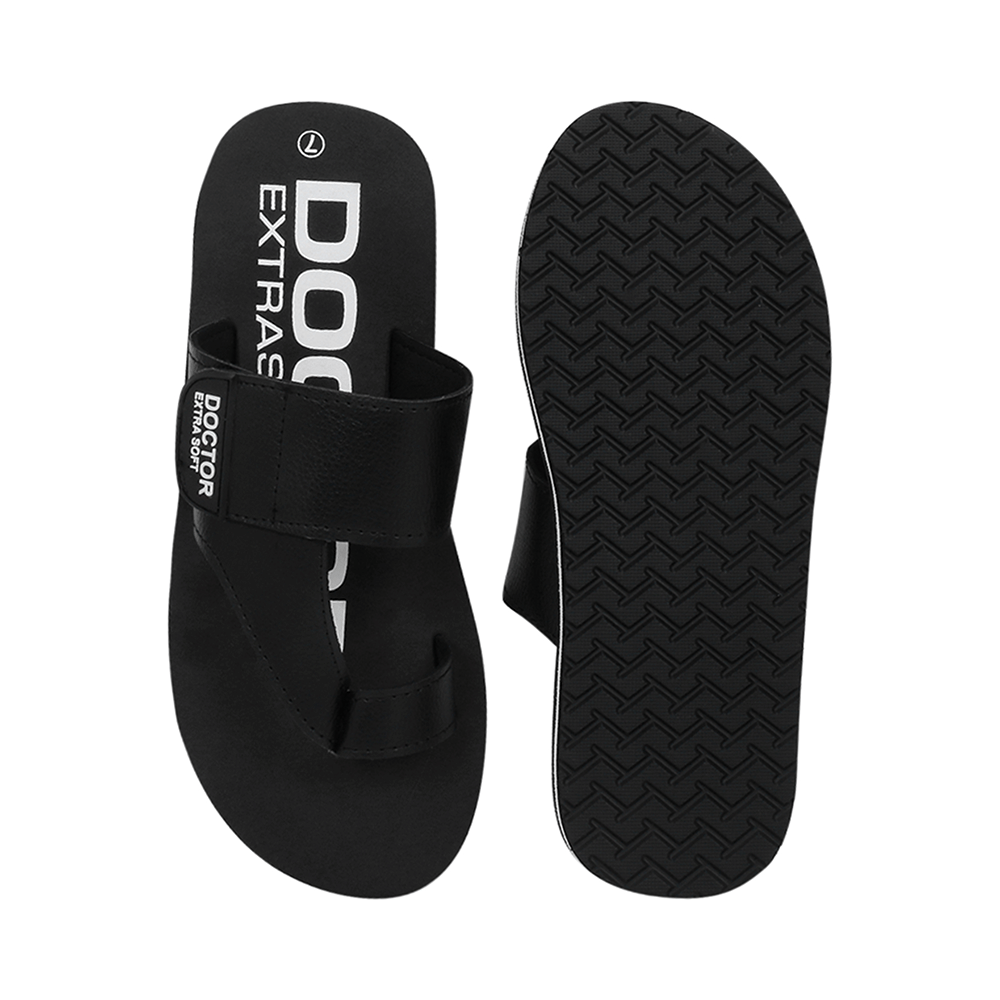 Doctor Extra Soft D26 Care Orthopaedic Diabetic Dr Stylish House Flip-Flop and Thump Ring Slip for Men Black 5 - Image 2