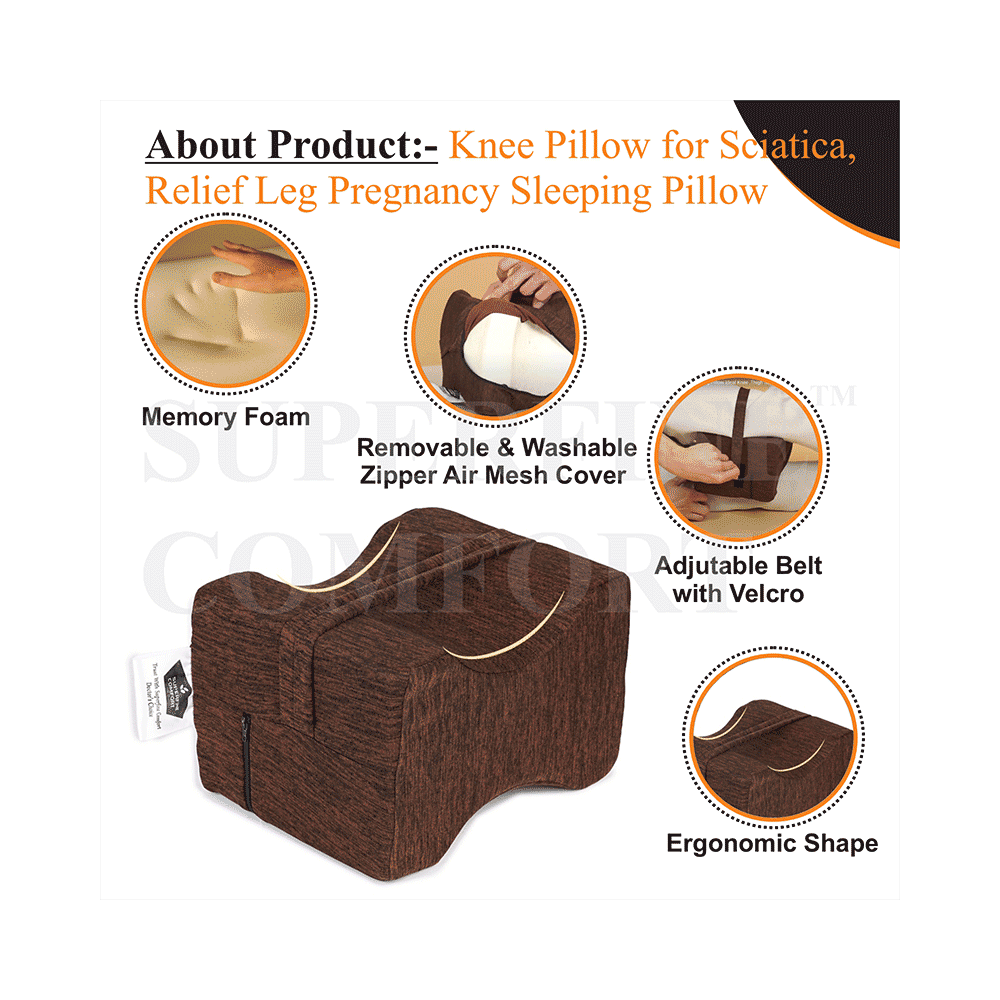 Superfine Comfort Memory Foam Orthopedic Knee Sleeping Pillow for Pregnancy thigh Support, Sciatica Pain Relief Pillow - Image 2
