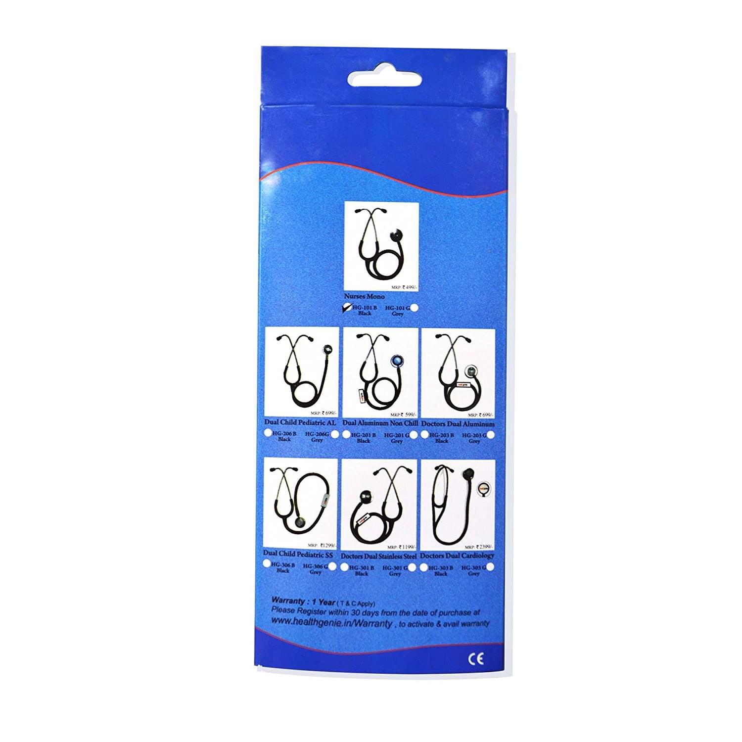 Healthgenie HG-101G Mono Nurses Stethoscope Black - Image 2