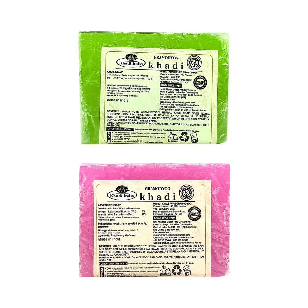 Khadi Pure Combo Pack of Khus Soap & Lavender Soap (125gm Each) - Image 2