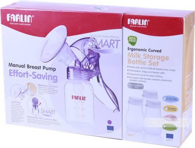 Farlin Effort-Saving Manual Breast Pump with Milk Storage Bottle Set - Image 1