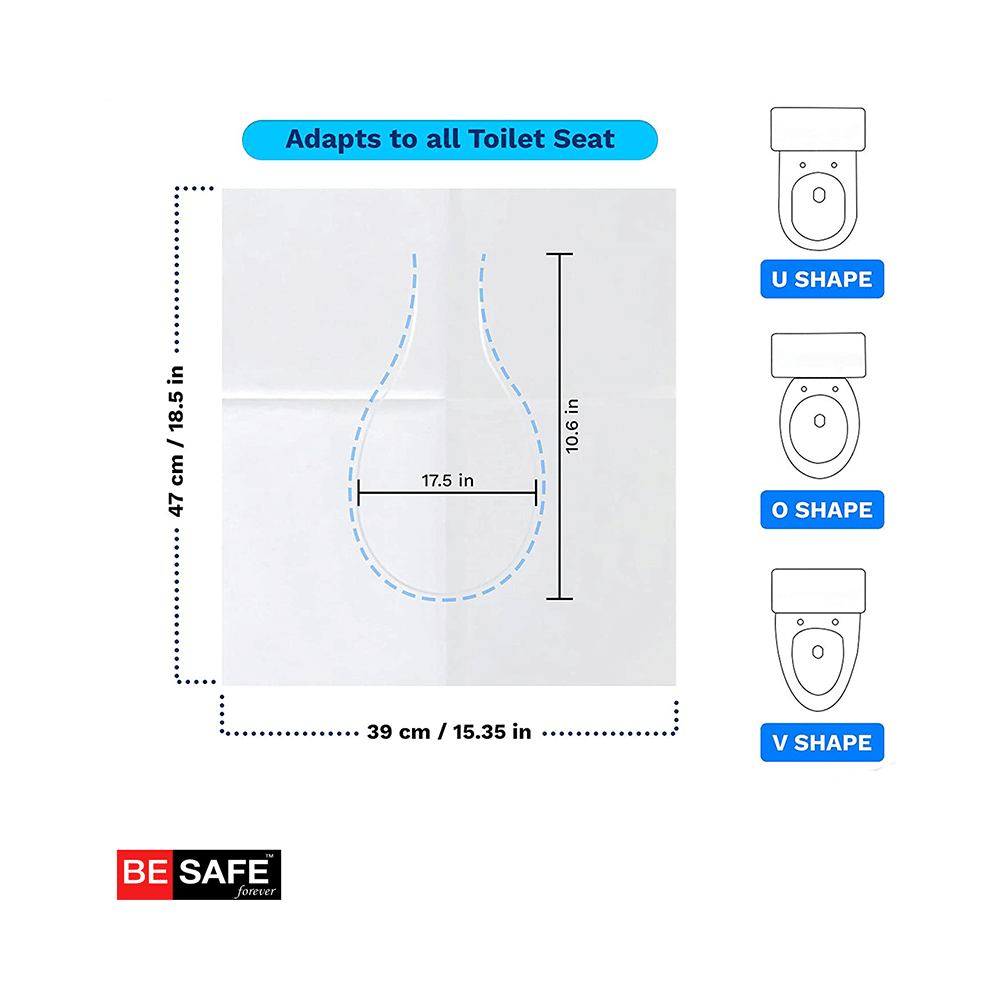 Be Safe Forever Disposable Paper Toilet Seat Cover (10 Each) Blue - Image 7