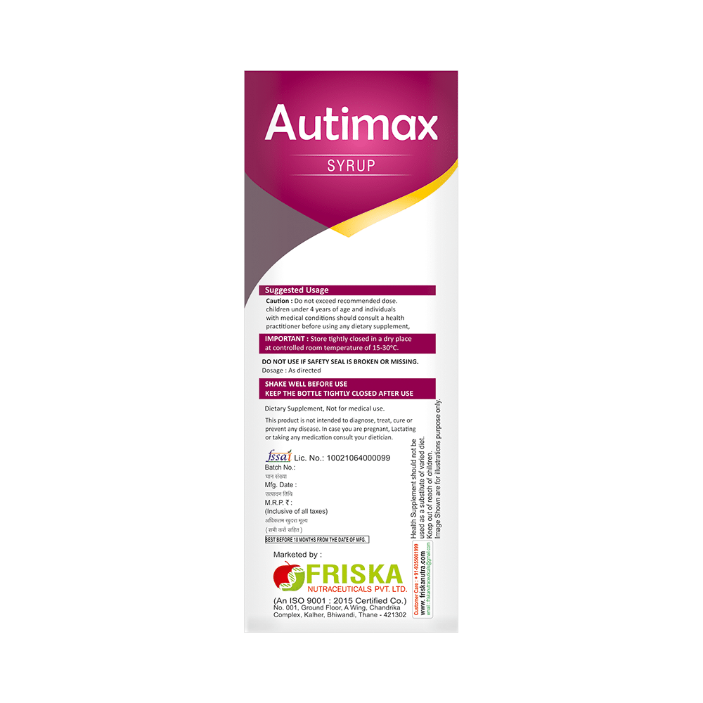 Friska Auti Max Syrup with DMG, Vitamin B12 & L-MethylFolate | Flavour Bubblegum - Image 5