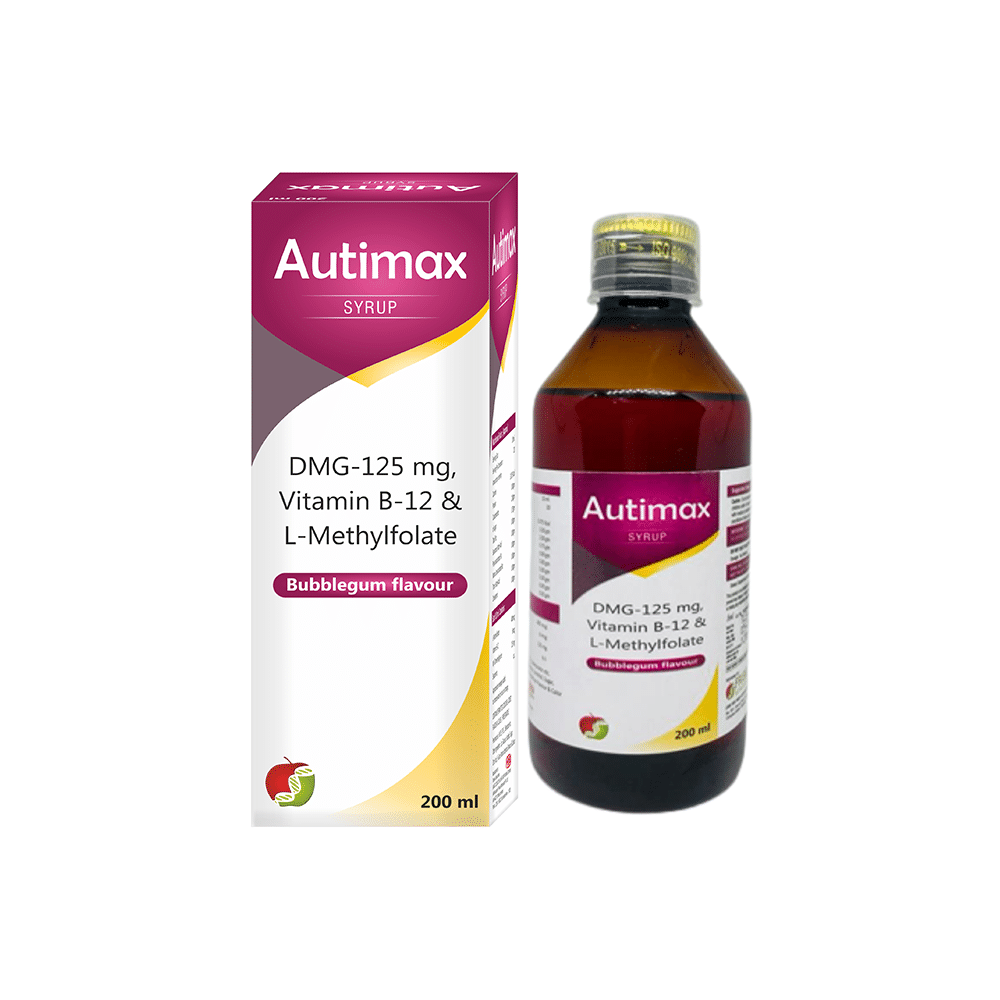 Friska Auti Max Syrup with DMG, Vitamin B12 & L-MethylFolate | Flavour Bubblegum - Image 1