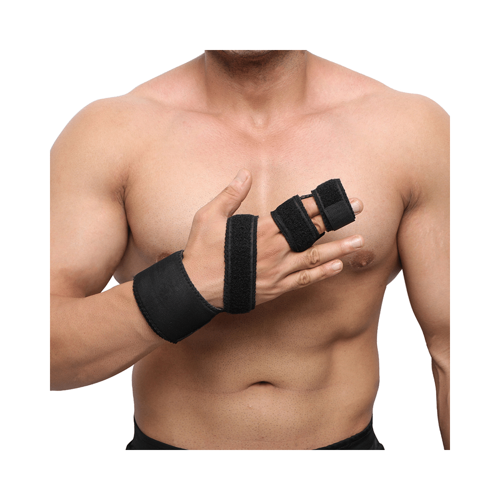 HealthAndYoga GuardNHeal Two Finger Splint Brace Black Small - Image 9