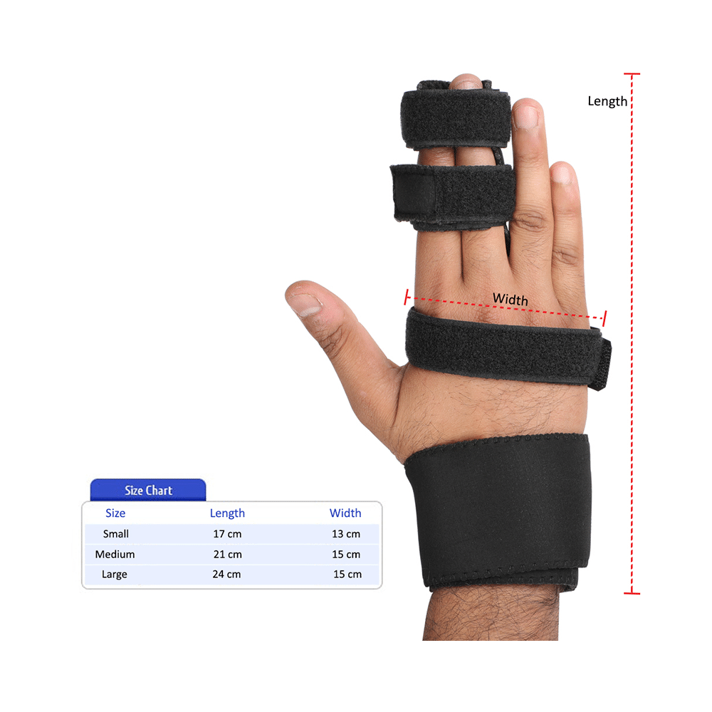 HealthAndYoga GuardNHeal Two Finger Splint Brace Black Small - Image 6