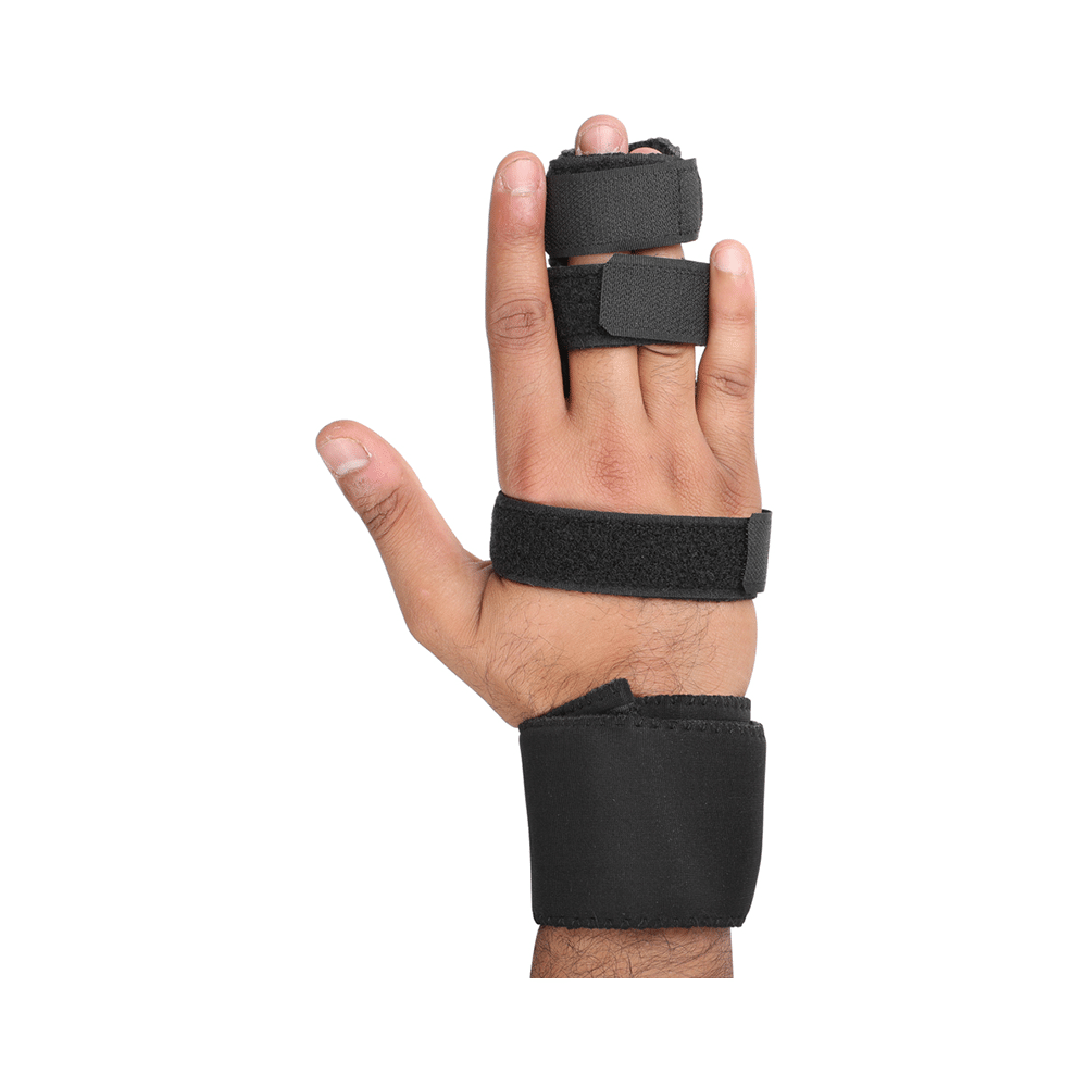 HealthAndYoga GuardNHeal Two Finger Splint Brace Black Small - Image 4