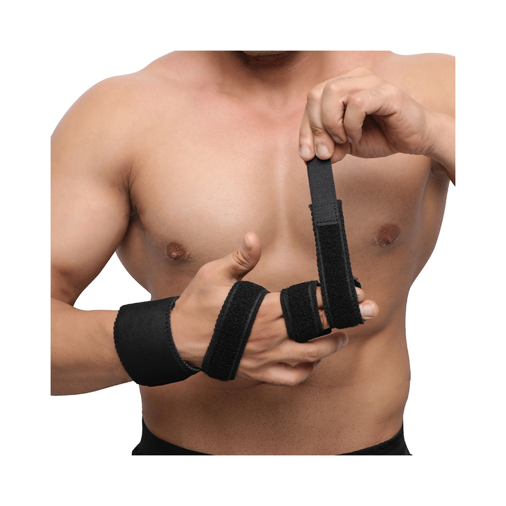 HealthAndYoga GuardNHeal Two Finger Splint Brace Black Small - Image 10
