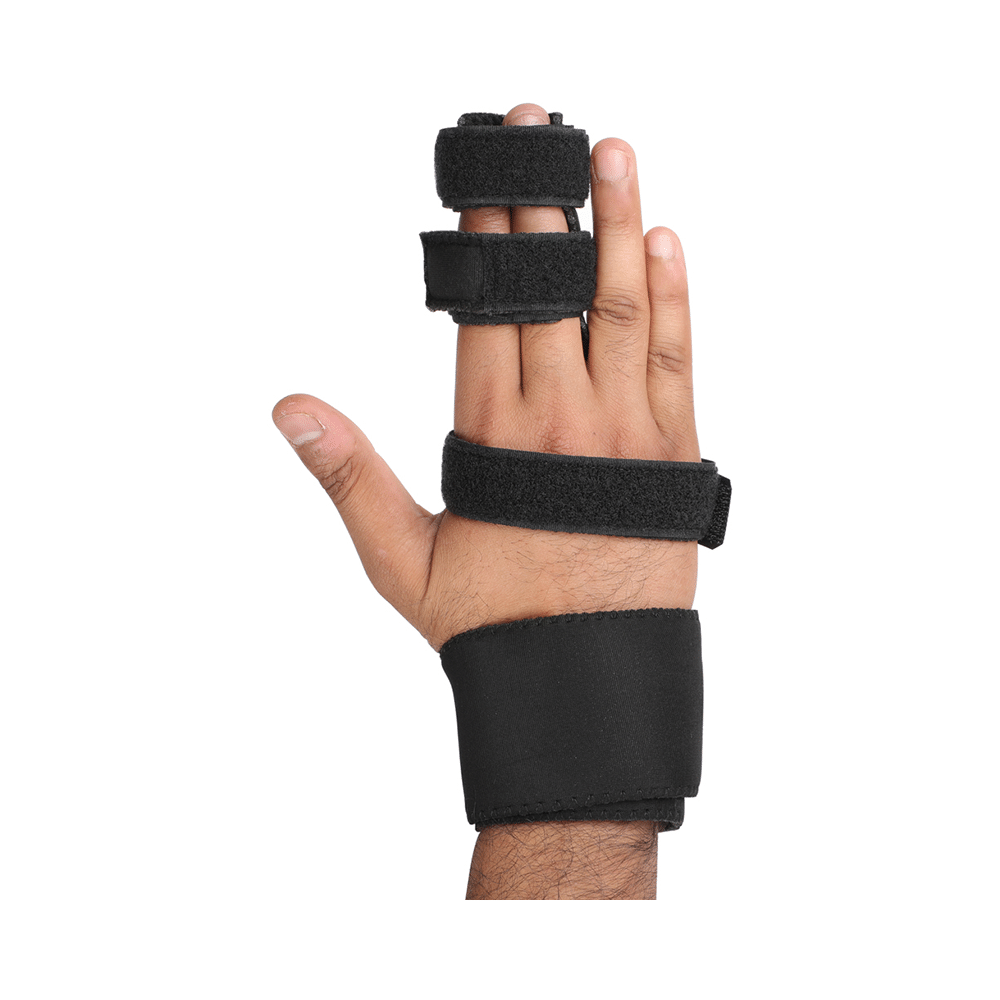 HealthAndYoga GuardNHeal Two Finger Splint Brace Black Small - Image 3