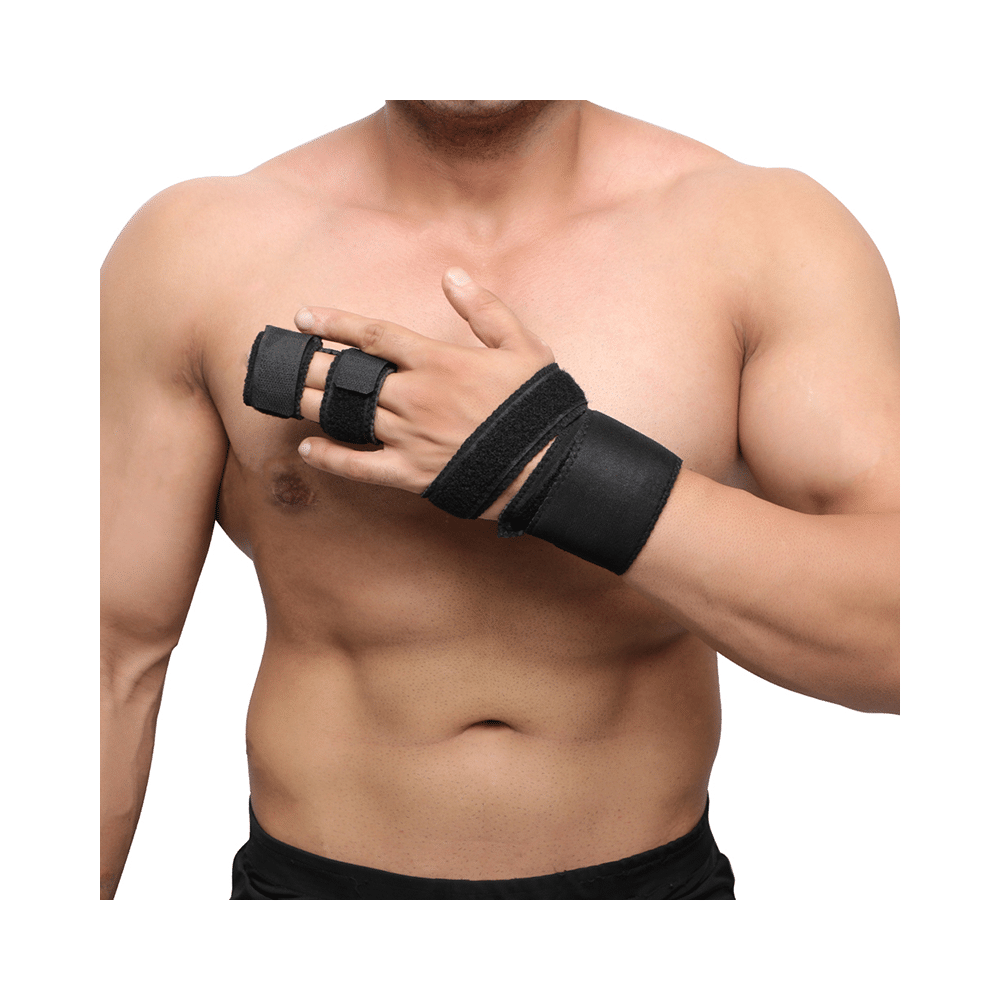 HealthAndYoga GuardNHeal Two Finger Splint Brace Black Small - Image 11
