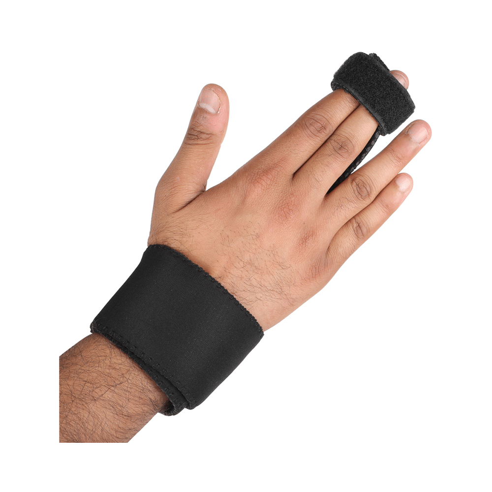 HealthAndYoga GuardNHeal Two Finger Splint Brace Black Small - Image 5