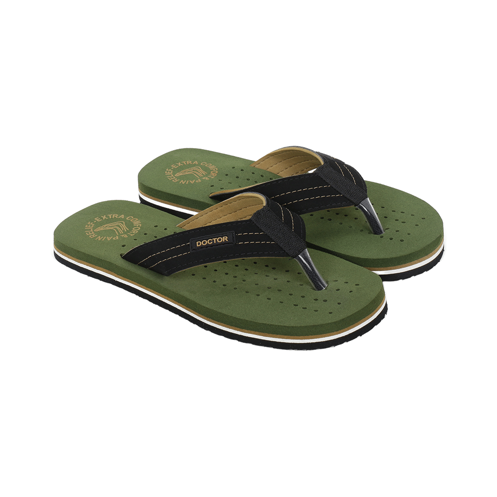 Doctor Extra Soft D28 Orthopaedic and Diabetic Super Fit Comfort Doctor Slipper, Flip-Flop, Cushion, Slides and House Slipper for Men Olive/Beige 9 - Image 4