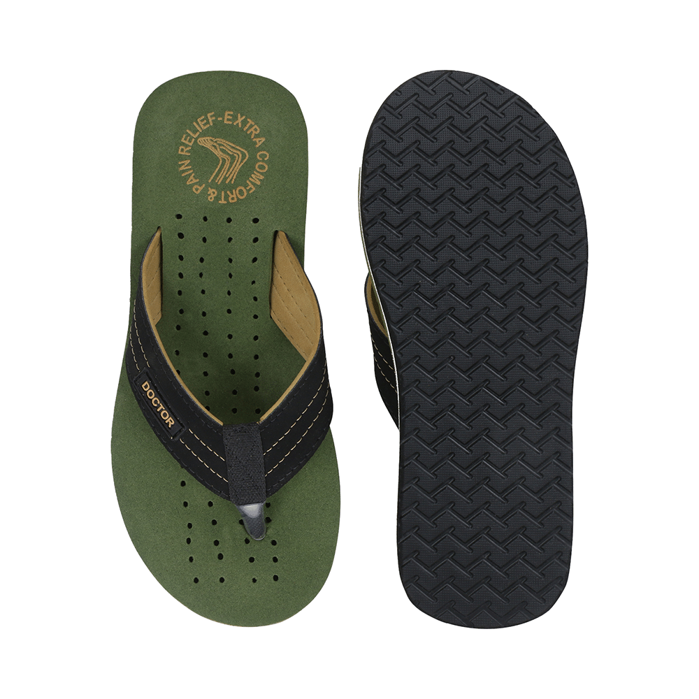 Doctor Extra Soft D28 Orthopaedic and Diabetic Super Fit Comfort Doctor Slipper, Flip-Flop, Cushion, Slides and House Slipper for Men Olive/Beige 9 - Image 2