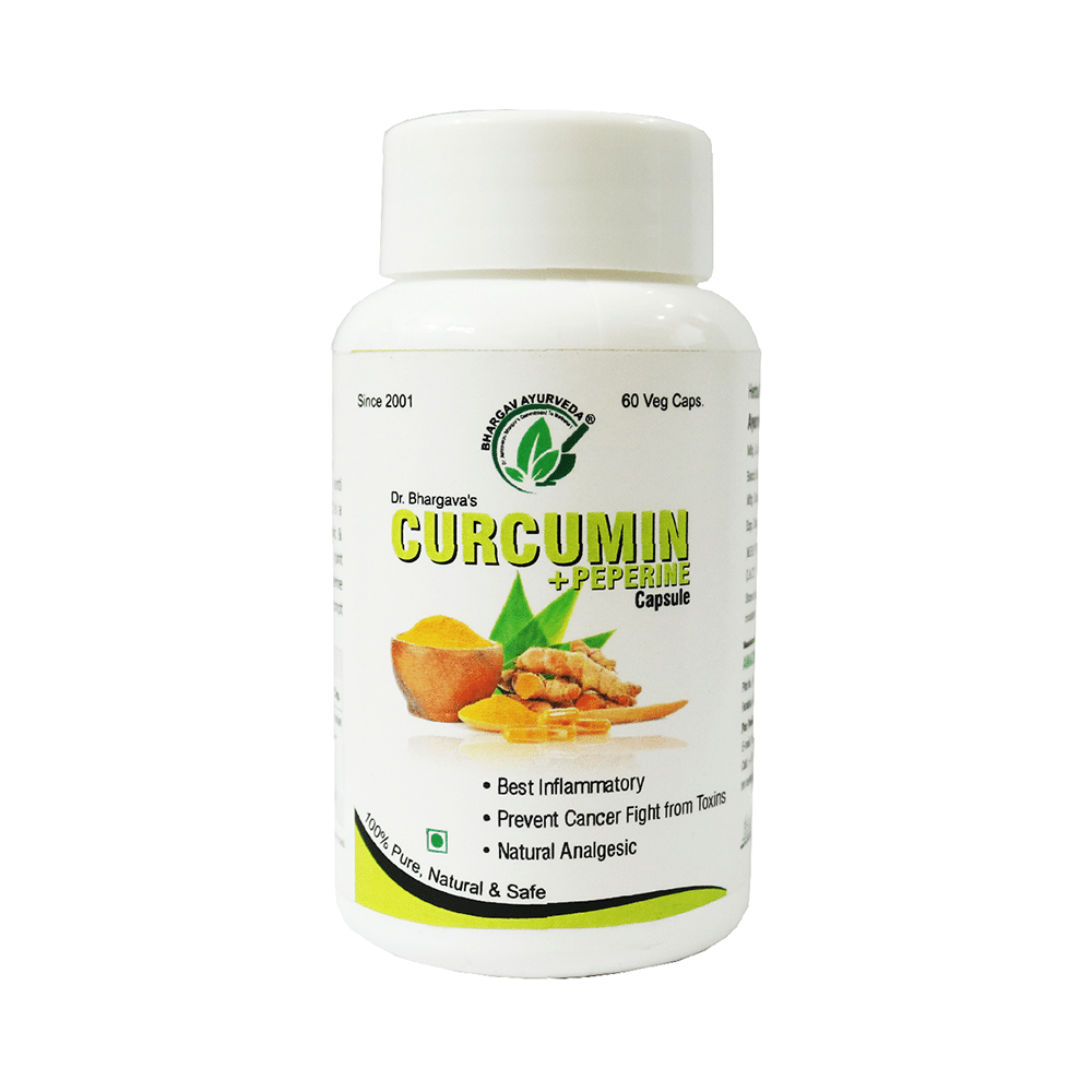 Dr.Bhargav’s Curcumine + Peperine Veg Capsule (60 Each) - Image 1
