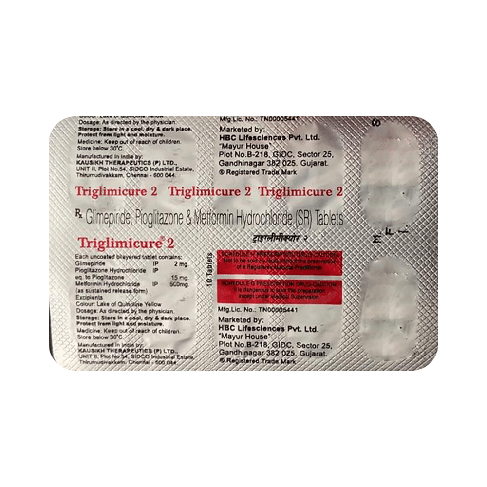 Triglimicure 2mg/500mg/15mg Tablet SR - Image 1