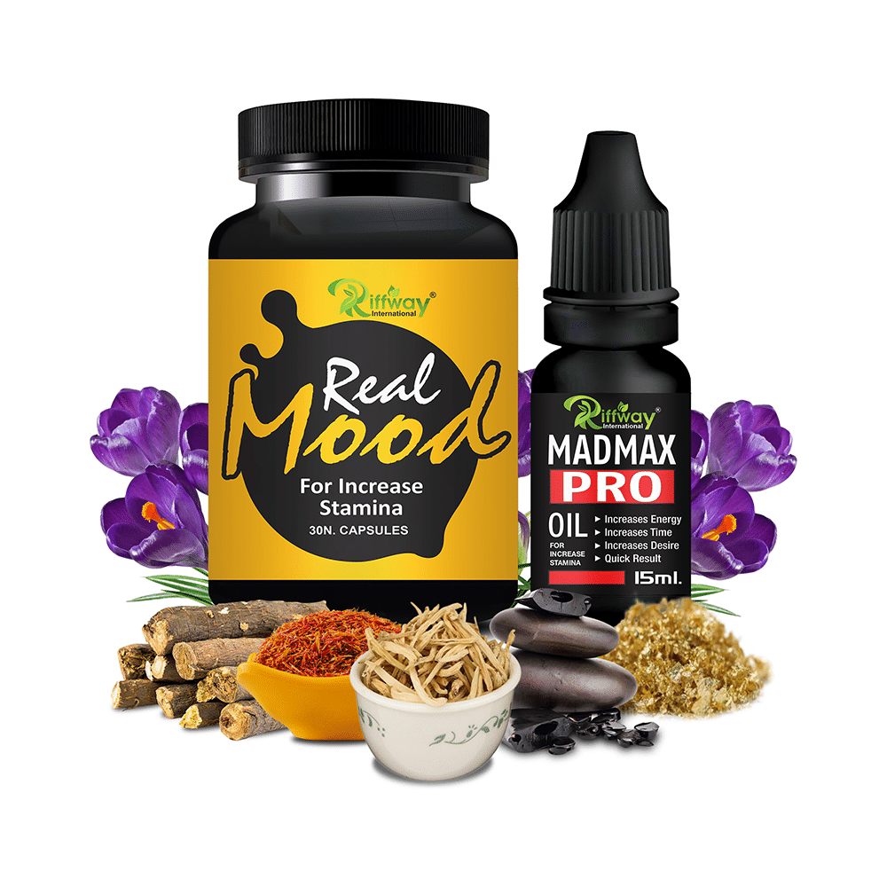 Riffway International Combo Pack of Real Mood 30 Capsule & Madmax Pro Oil 15ml - Image 1