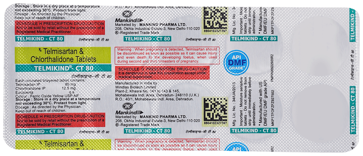 Telmikind CT 80mg/12.5mg Tablet - Image 2