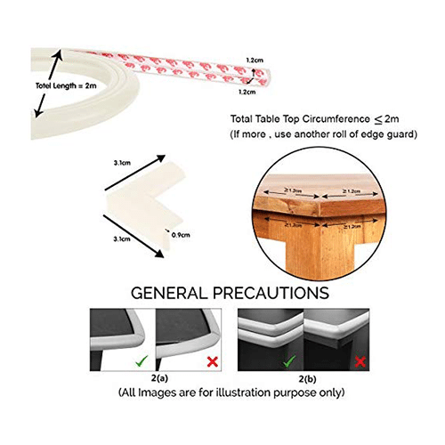 Safe-O-Kid Unique High Density L-Shaped 2mtr Long Mini 2 Edge Guard with 8 Corner Cushions Cream - Image 4
