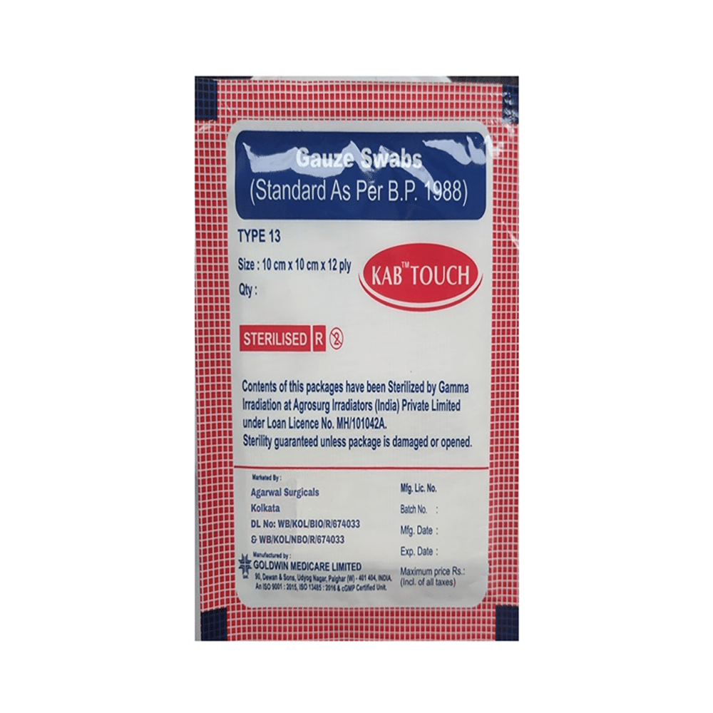 Kab Touch Gauze Swabs (12 Each) 10cm x 10cm x 12ply
