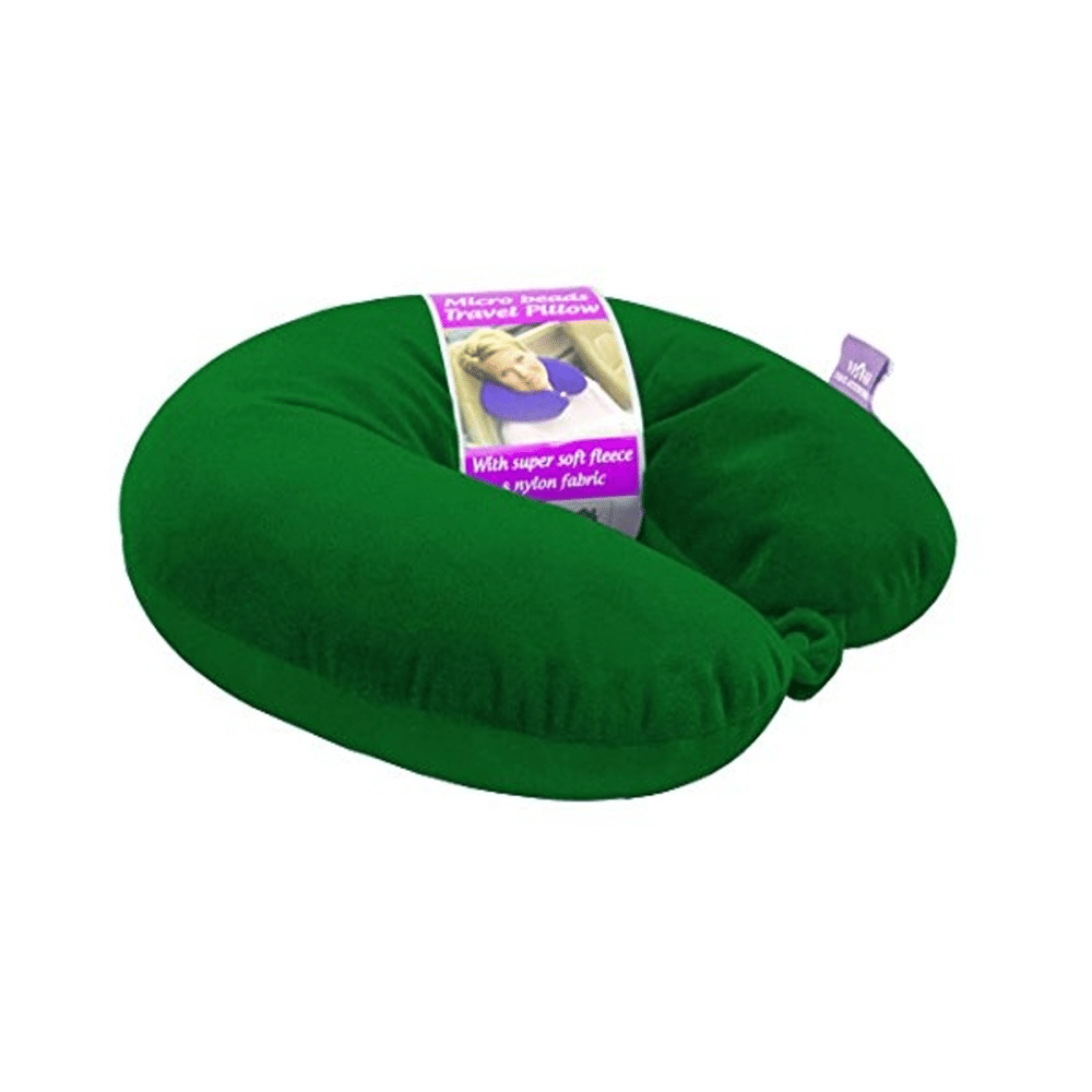 Viaggi Microbead Travel Neck Pillow with Fleece Hunter Green - Image 3