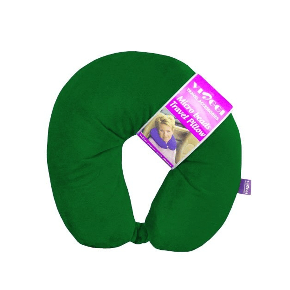 Viaggi Microbead Travel Neck Pillow with Fleece Hunter Green - Image 2