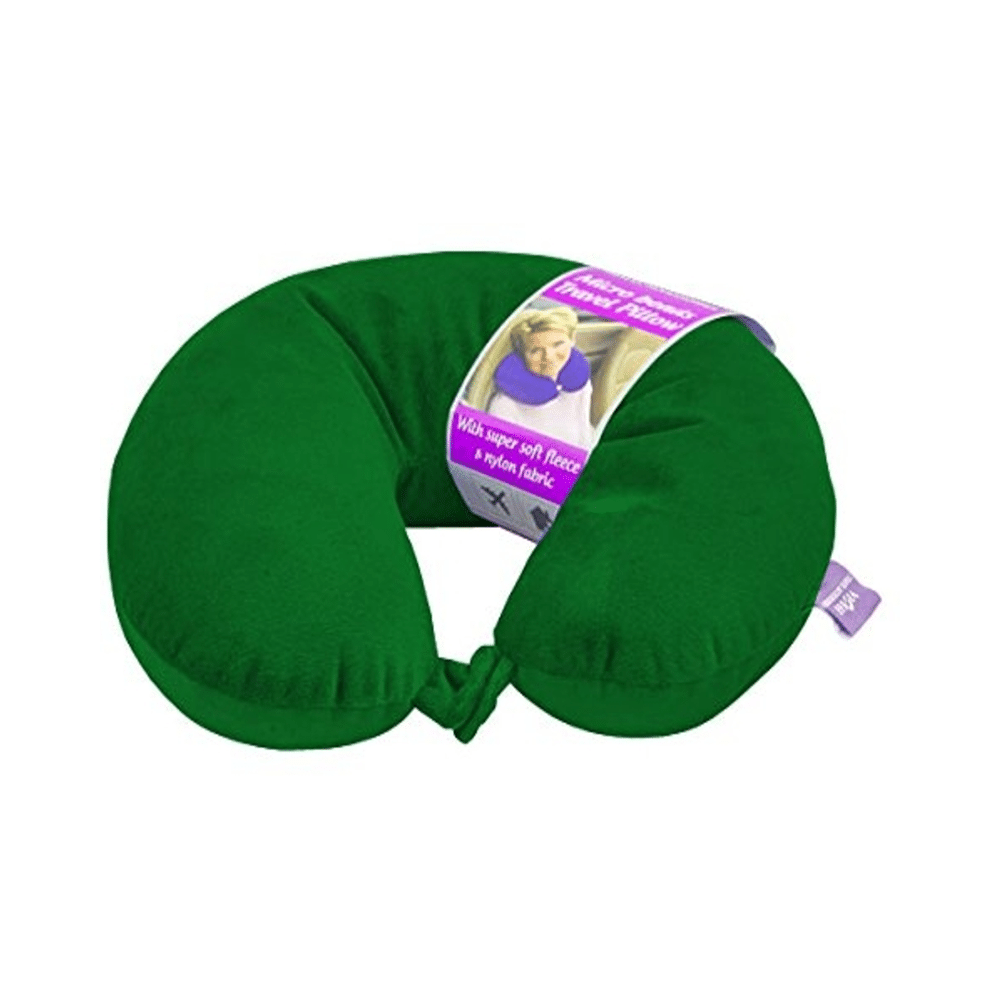 Viaggi Microbead Travel Neck Pillow with Fleece Hunter Green - Image 1