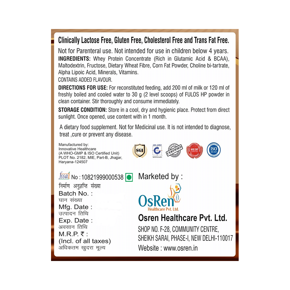 Fulos HP Whey Protein | Sugar Free | Flavour Chocolate Powder - Image 3