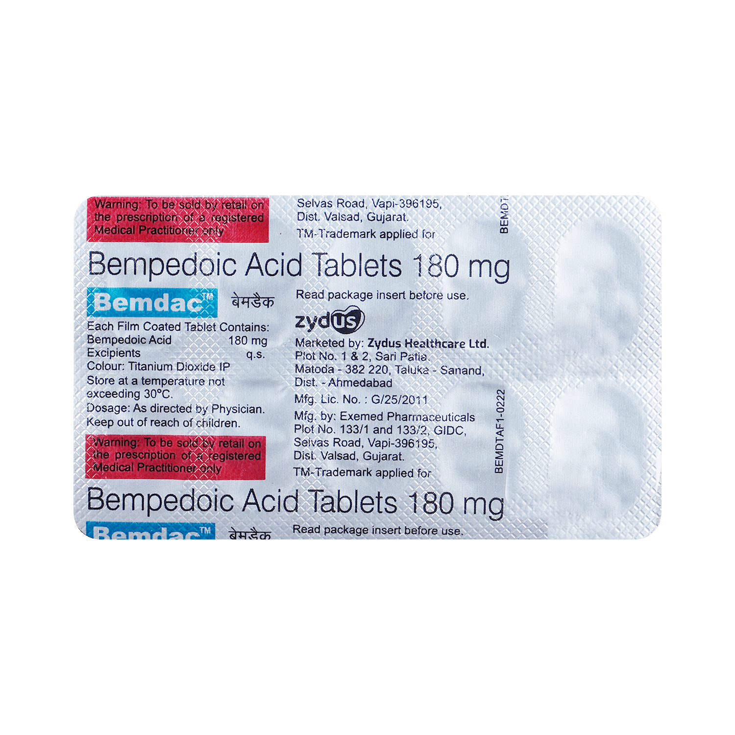Bemdac 180mg Tablet - Image 5