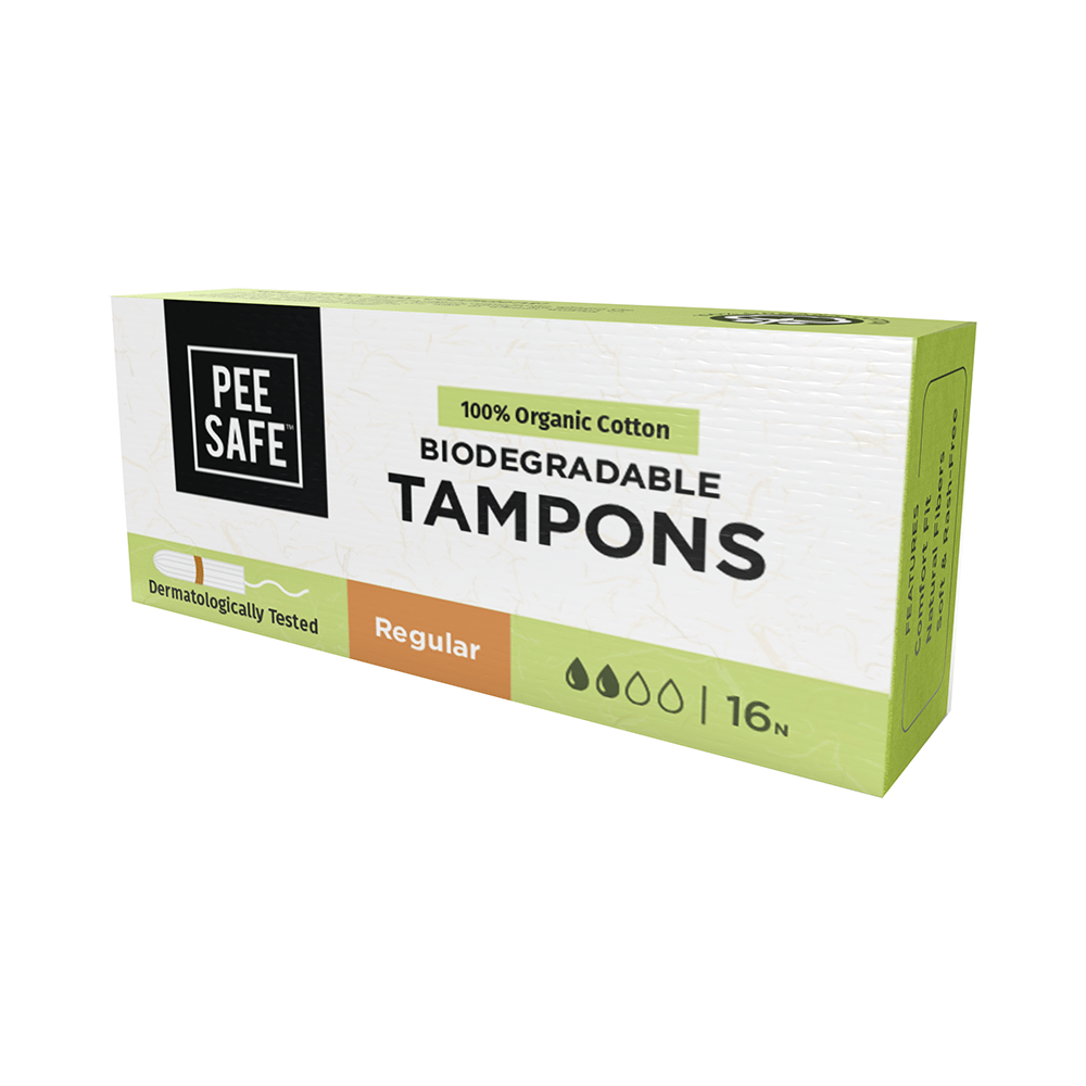 Pee Safe 100% Organic Cotton Biodegradable Tampons Regular