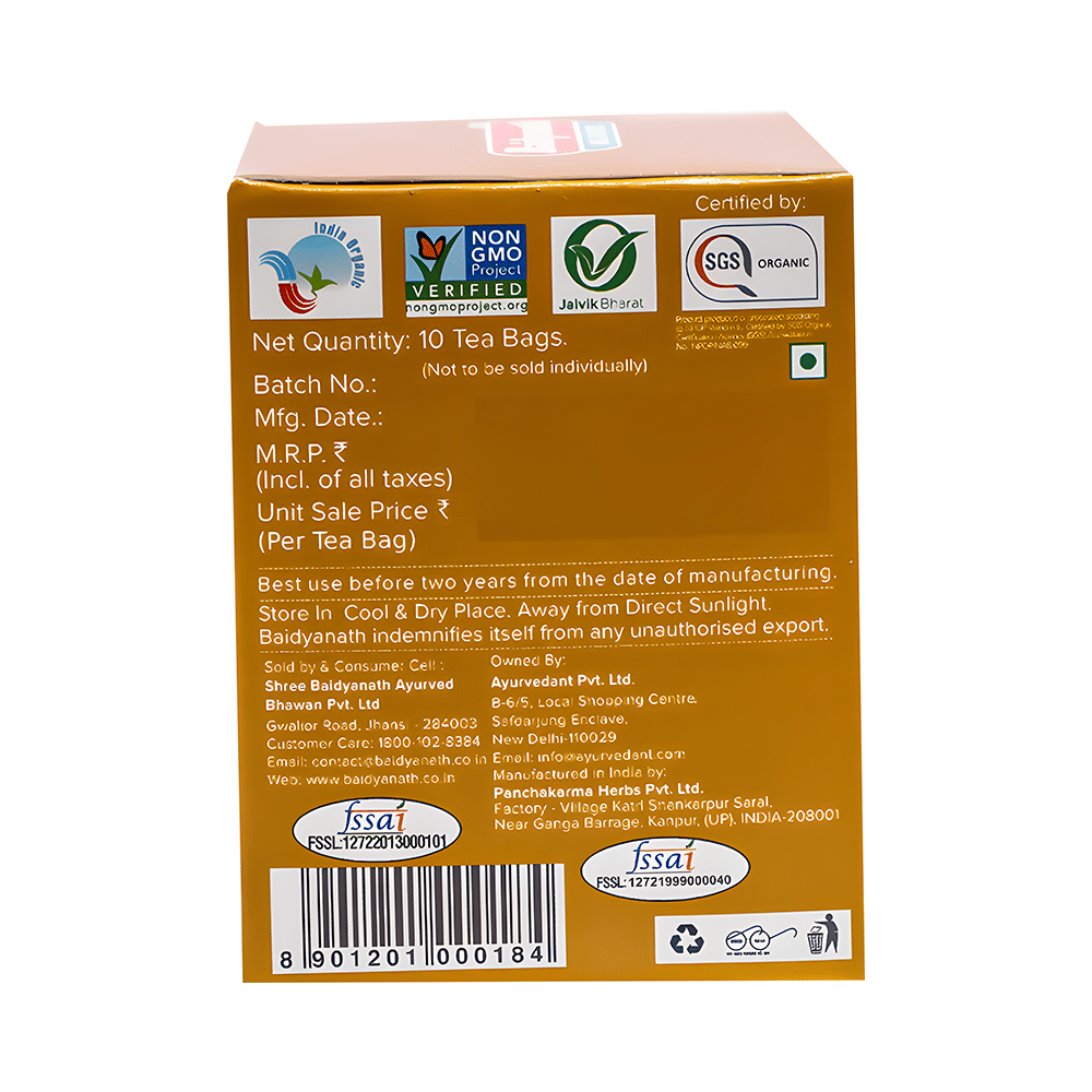 Baidyanath Ayurvedant Tulsi Ginger Turmeric Tea (10 Each) - Image 3