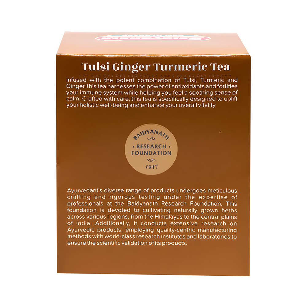 Baidyanath Ayurvedant Tulsi Ginger Turmeric Tea (10 Each) - Image 4