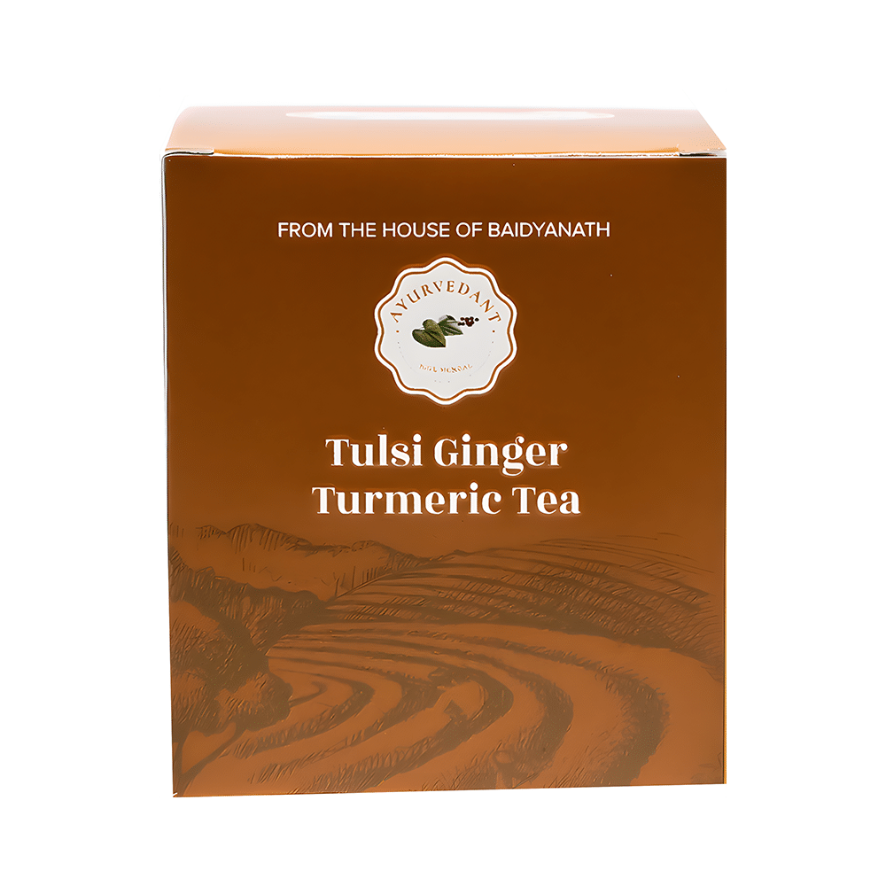 Baidyanath Ayurvedant Tulsi Ginger Turmeric Tea (10 Each) - Image 1
