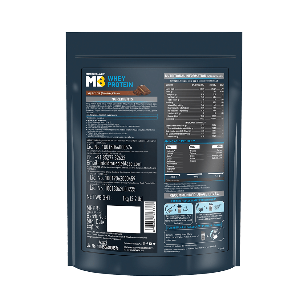 MuscleBlaze Whey Isolate Protein Blend Powder | Added Digestive Enzymes & Glutamic Acid | For Muscle Gain | Supports Nutrition Rich Milk Chocolate - Image 2