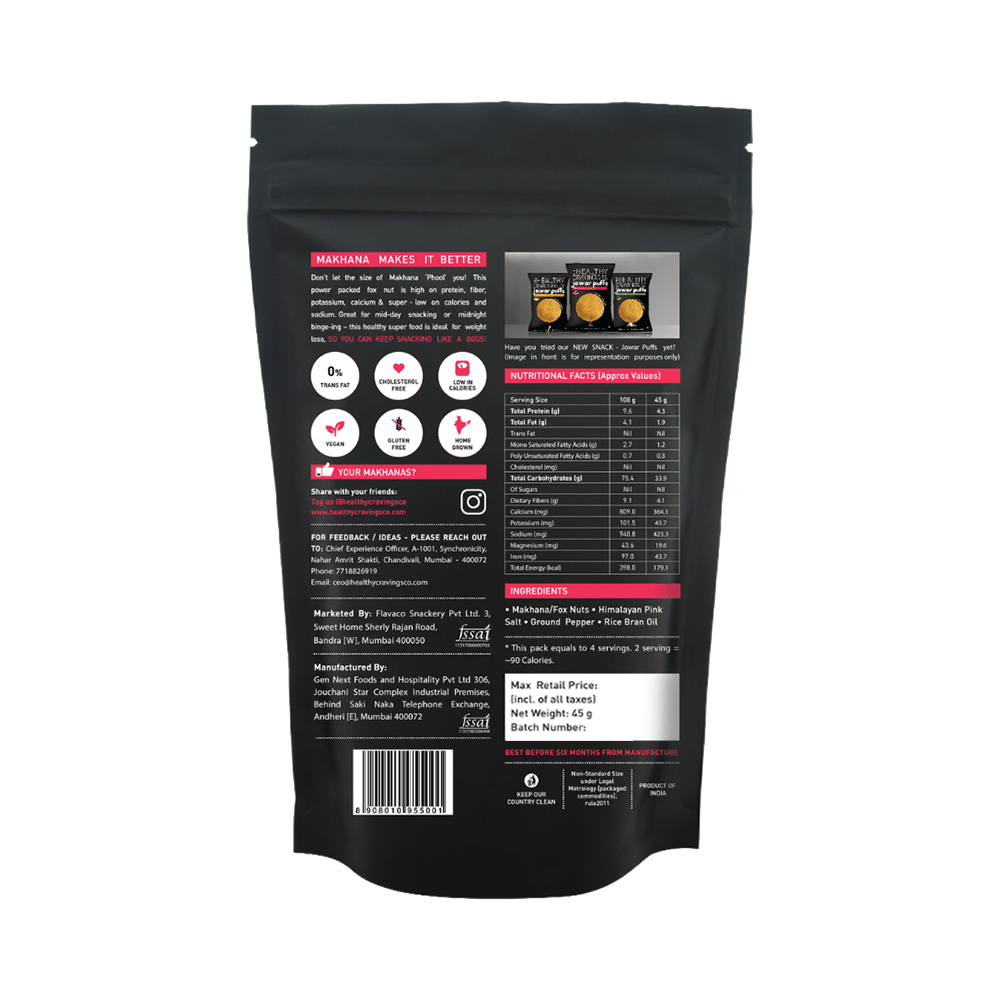 The Healthy Cravings Co Roasted Makhana (45gm Each) Himalayan Pink Salt and Pepper - Image 2