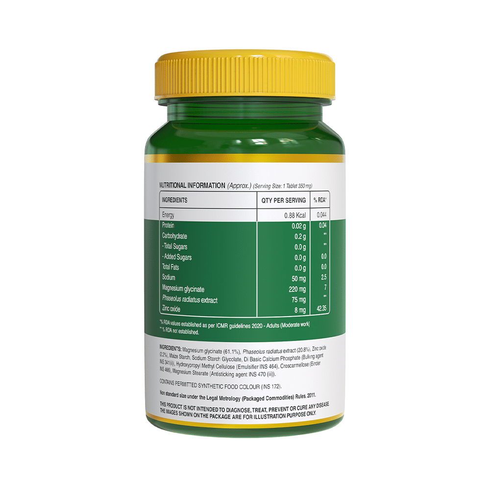 Pure Nutrition Magnesium Glycinate with Zinc for Bones, Muscles & Nerve Health | Veg Tablet - Image 2